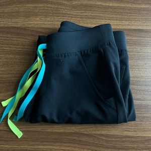 Figs XS Black Zamora Joggers w/ Multi-Colored Strings